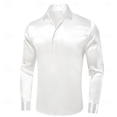 preiswerte Satinhemden für Herren-Herren Hemd Seidenartig Satinhemd Kleidhemd Freizeithemd Abschlussballhemd Einfach Formell Hochzeit Schwarz Weiß Rote Königliches Blau Langarm Revers Frühling &amp; Herbst Ganzjahres Bekleidung Rein