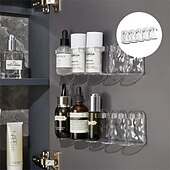 cheap Storage &amp; Organization-Row Plastic Wall Rack 2 Set (10 Pieces), Adhesive Ripple Storage Shelf, No Drilling Wall-Mounted Organizer for Door, Mirror, or Cabinet