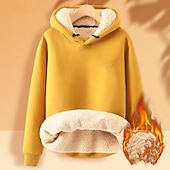 abordables Sweat à capuche en polaire-Homme Sweat à capuche Sweat à capuche en polaire Abricot Noir Jaune Vin Rouge À capuche Uni Cordon de serrage Sport &amp; Loisir Quotidien Fête Polyester Streetwear Basique Occasionnel Automne Hiver