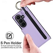お買い得  サムスン用ケース-電話 ケース 用途 サムスンのギャラクシー Zフォールド7 Zフォールド6 Z Fold 5 Z Fold 4 バックカバー キックスタンド カード挿入口 リングバックル レトロ風 TPU PUレザー