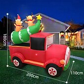 baratos luzes de natal ao ar livre-1 peça 2m * 1,8m Papai Noel de Natal dirigindo uma bicicleta vermelha carregando renas sentadas na árvore de Natal com luzes que emitem ar inflável modelo interno e externo pátio festa atmosfera luzes