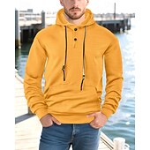 baratos hoodies básicos dos homens-Homens Moletom Moletom com capuz Preto Branco Amarelo Azul Marinha Café Com Capuz Tecido Jacquard Com Cordão Bolsos Estriado Desportos e Ar livre Diário Feriado Poliéster Roupa de rua Básico Casual