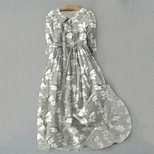 Damskie Sukienka midi Sukienka koszulowa Codzienne sukienki Moda Nowoczesny Codzienny Plaża Weekend Regularny Kwiat Rękaw 1/2 Kołnierzyk koszuli Biały Fioletowy Szary Lato Wiosna tanie Drukuj kwiatowe sukienki-Damskie Sukienka midi Sukienka koszulowa Codzienne sukienki Moda Nowoczesny Codzienny Plaża Weekend Regularny Kwiat Rękaw 1/2 Kołnierzyk koszuli Biały Fioletowy Szary Lato Wiosna