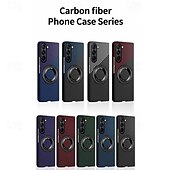 Недорогие Чехлы для Samsung-телефон Кейс для Назначение SSamsung Galaxy Z-образный сгиб 7 Z Fold 5 Z Fold 4 Кейс на заднюю панель Поддержка беспроводной зарядки Кольцо Пряжка Защита от удара Ретро Углеродное волокно