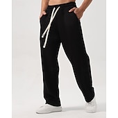 cheap Straight Leg-Men's Sweatpants Trousers Straight Leg Sweatpants Drawstring Pocket Elastic Waist Plain Comfort Sports Outdoor Daily Fashion Casual Black White Micro-elastic