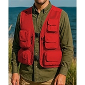 preiswerte Westen-Herren Anglerweste Wanderweste Ärmellos Weste Außen Leicht Atmungsaktiv Reißverschluss Mehrere Taschen Polyester Schwarz Armeegrün Rot Jagd Angeln Klettern