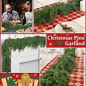 baratos Coroas, Grinaldas &amp; Guirlandas-guirlanda de natal com agulhas de pinheiro cedro de 2 metros – escada festiva para casa e decoração de parede
