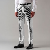 economico Pantaloni di Halloween-Halloween Per uomo Scheletro Costumi Halloween Pantaloni Eleganti Pantaloni Pantaloni da Abito Misura del girovita medio Gotico punk oscuro All&#039;aperto Vacanza Casuale Pantaloni slim fit con tasche