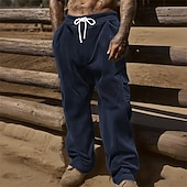 Men's Cargo Pants Corduroy Pants Trousers Drawstring Elastic Waist Multi Pocket Plain Wearable Outdoor Daily Camping & Hiking Fashion Classic Black Army Green4