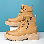 abordables Bottes de travail-Bottines décontractées marron clair pour homme avec fermeture éclair – bottes tendance en similicuir pour les aventures en plein air et les tenues décontractées