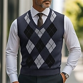 preiswerte Herrenpullover-Herren Pullover Pullunder Gerippt Stricken Normale Oberteile Gestrickt Schmale Passform Einfach Rundhalsausschnitt Strickware Zeitgenössisch Lässig Alltagskleidung Bekleidung Herbst Schwarz Marineblau