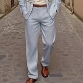 abordables Lâche-Homme Dress Pants works Pantalons Chinos Avec Poches Boutons Uni Confort Formel Soirée Travail Mode Style Classique Jaune Bleu Micro-Élastique