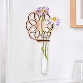 economico Sculture-1 supporto idroponico in legno per interni, vaso per la propagazione delle piante, provetta in plastica da parete con supporto in legno, adatto per la decorazione di piante domestiche, talee