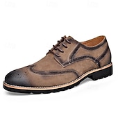 abordables Officiel-Chaussures derby brogue marron pour homme – Chaussures habillées à lacets vintage pour le travail, le quotidien et les tenues décontractées élégantes