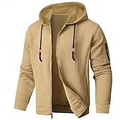 economico felpe con cappuccio da uomo di base-Per uomo Felpa con cappuccio Felpa con cappuccio a zip intera Felpa con cappuccio a nido d&#039;ape Rosso bordeaux Nero Bianco Verde militare Blu marino Con Cappuccio Semplice Cerniera Sport &amp; Outdoor