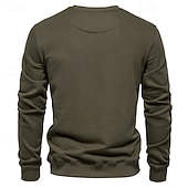 baratos Suéteres básicos-Homens Moletom Moletom com capuz Estacionar Preto Verde Tropa Azul Marinha Laranja Cáqui Gola Redonda Tecido Desportos e Ar livre Casual Diário Roupa de rua Legal Roupa de Esporte Primavera &amp; Outono