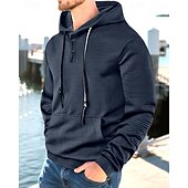 baratos hoodies básicos dos homens-Homens Moletom Moletom com capuz Preto Branco Amarelo Azul Marinha Café Com Capuz Tecido Jacquard Com Cordão Bolsos Estriado Desportos e Ar livre Diário Feriado Poliéster Roupa de rua Básico Casual