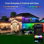 halpa Jouluvalot-Ulkovalot, rgb, älykkäät led-räystäsvalot kaukosäätimellä, IP67-vedenpitävä, jouluun ja kaikkiin juhlakoristeisiin, päivä- ja korostusvalaistukseen, katto- ja puutarhavalaistukseen
