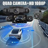 זול DVR לרכב-מצלמת רכב עם 4 ערוצים, קדמית אחורית, שמאל ימין, מצלמה מסתובבת 360 מעלות, מצלמת רוורס, מצלמת רכב בטיחותית, הקלטת לולאה, גרסת לילה, חיישן כבידה, תצוגה בגודל 3 אינץ&#039;
