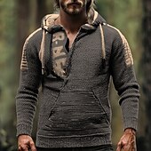 preiswerte Herrenpullover-Herren Pullover Pullover mit Viertelreißverschluss Strickpullover Gerippt Stricken Normale Oberteile Gestrickt Buchstabe Mit Kapuze Mode Basic Urlaub Alltagskleidung Bekleidung Herbst Winter Gelb Rote