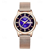 cheap Quartz Watches-The New Ladies&#039; Alloy Mesh Strap Fashion Watch With Ipx7 Water Resistance Dual Calendar Luminous Casual Quartz Watch Light Luxury And Versatile Elegant Ladies&#039; Wristwatch