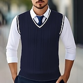 preiswerte Herren Pullover Weste-Herren Pullunder Kleid Pullover Pullover Weste Strickpullover Gerippt Zopfmuster Stricken Normale Oberteile Gestrickt Einfach V Ausschnitt Mode Lässig Urlaub Alltagskleidung Bekleidung Herbst Winter
