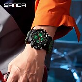 baratos Relógios Digitais-Relógio eletrônico Sanda 6276, relógio eletrônico masculino multifuncional com mostrador duplo e à prova d&#039;água com LED