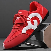 economico Sneakers da uomo-scarpe da ginnastica sportive rosse e bianche da uomo: eleganti scarpe da corsa con rete traspirante per abbigliamento casual, palestra e avventure all&#039;aria aperta