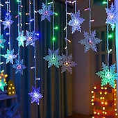 billige Julelys-12 fot/3,5 m snøfnugg gardin nattlys usb-drevet 8 moduser istapp fe string lys til jul bryllup ferie hage innendørs utendørs fest dekorasjon
