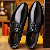 economico Scarpe Oxford-scarpe derby nere classiche da uomo: scarpe eleganti e lucide con lacci per riunioni di lavoro, abbigliamento da ufficio e occasioni speciali
