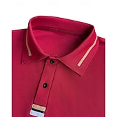 זול חולצת פולו קלאסית לגברים-בגדי ריקוד גברים חולצת גולף חולצות פולו גולף עבודה קזו&#039;אל דש שרוולים קצרים בסיסי מודרני אחיד כפתורים קיץ רגיל בורדו חולצת גולף