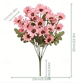 baratos decoração de ação de graças e outono-5 maços de flores artificiais de outono, crisântemos do pôr do sol, flores artificiais de outono para áreas externas com margaridas e eucalipto, plantas de floração plena, resistentes a raios UV, à