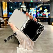 お買い得  サムスン用ケース-電話 ケース 用途 サムスンのギャラクシー Zフリップ7 Zフリップ6 Z Flip 5 バックカバー ストラップ付き ワイヤレス充電をサポート 耐衝撃 レトロ風 PC