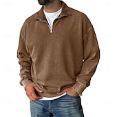 preiswerte Einfache Sweatshirts-Herren Sweatshirt Viertelreißverschluss Sweatshirt Schwarz Wein Armeegrün Marineblau Purpur Halber Reißverschluss Einfach Halber Reißverschluss Täglich Ferien Ausgehen Polyester Vintage Streetwear