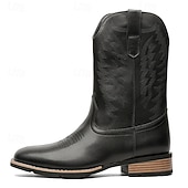 levne Cowboy &amp; Western Boots-Pánské kovbojské boty - jezdecké boty ve westernovém stylu do poloviny lýtek, odolná klasická westernová obuv pro ležérní ranč, rodeo a každodenní kovbojský outfit