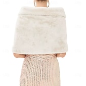 cheap Faux Fur Wraps-Shrug Elegant Vintage Half Sleeve Faux Fur Wedding Wraps With Pure Color For Wedding Spring