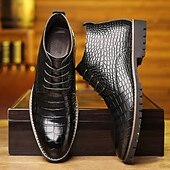 abordables Bottines-Bottines en similicuir bleu à motif crocodile pour homme – Chaussures habillées à lacets pour les événements professionnels et en soirée