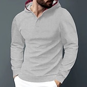 baratos hoodies básicos dos homens-Homens Moletom Moletons Waffle Moletom com capuz Preto Branco Azul Real Cáqui Cinzento Com Capuz Tecido Textura Desportos e Ar livre Casual Diário Roupa de rua Legal Roupa de Esporte Primavera