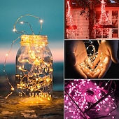 abordables Guirlandes lumineuses à piles-2m Guirlandes Lumineuses 20 LED Blanc Chaud Blanc Rouge Lumières de fil de cuivre Halloween Étanche Vacances Alimenté par piles