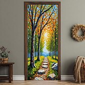Недорогие Гаражные и дверные баннеры-Дверная крышка Наружные баннеры 森林 Эстетический Спальня Гостиная Входная дверь Украшения Стена Дверь Фон