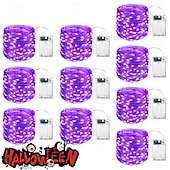 economico Striscie luci a batteria-10 pezzi 5m/16,4ft 50 perline a led luci a stringa per Halloween Natale matrimonio San Valentino festa atmosfera interna ed esterna decorazione stringa di luci scatola batteria AAA funzione timer