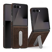cheap Samsung Cases-Phone Case For Samsung Galaxy Z Flip 7 Z Flip 7 FE Z Flip 6 Z Flip 5 Z Flip 4 Back Cover Support Wireless Charging Kickstand Shockproof Retro TPU PU Leather