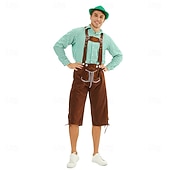 voordelige Heren-Carnaval Oktoberfest bier Oktoberfest Outfits Gemaskerd Bal Lederhosen Bavarian Duits Traditionele stijl Weiden Voor heren Carnaval Feest Halloween Doek in traditionele stijl Top Short Hoed