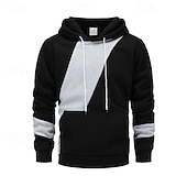 abordables Sudadera con capucha de vellón-Hombre Sudadera Sudadera Con Capucha Sudadera con capucha de lana Sudadera con capucha forrada de polar Negro Caqui Beige Gris Con Capucha Plano Retazos Bloque de Color Deporte Casual Diario Ropa de