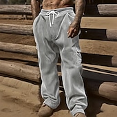 Men's Cargo Pants Corduroy Pants Trousers Drawstring Elastic Waist Multi Pocket Plain Wearable Outdoor Daily Camping & Hiking Fashion Classic Black Army Green3