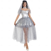 levne Duchové a Sklizňové-Strašidelná nevěsta Čert předvečer Všech svatých Šaty Úbory cosplay Dospělé Dámské předvečer Všech svatých Výkon Párty Podium Jednoduché Halloweenské kostýmy Oblékněte se