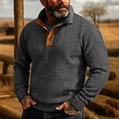 economico Felpe di base-Per uomo Maglia Felpa con cappuccio Maglione Felpa con cappuccio abbottonata Nero Rosa Blu Verde Cachi Colletto Mao Semplice Testurizzato Sport &amp; Outdoor Casuale Quotidiano Streetwear Cool