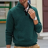 baratos Suéteres básicos-Homens Moletom Moletom Waffle Moletom com capuz Adamascado Preto Branco Verde Cinzento Colarinho Clerical Tecido Patchwork Desportos e Ar livre Casual Diário Roupa de rua Legal Roupa de Esporte