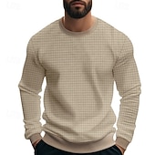 abordables Sudaderas Básicas_-Hombre Sudadera Sudadera con estampado de gofres Sudadera Con Capucha Pull-over Negro Blanco Verde Ejército Caqui Gris Cuello Barco Plano Con Texturas Deporte Casual Diario Ropa de calle Fresco Ropa