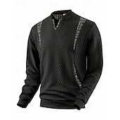 billige Basic gensere-Herre Genser Svart Hvit Navyblå Kakifarget Grå V-hals Fargeblokk Jacquardvevnad Lapper Sport &amp; Utendørs Daglig Ferie Polyester Gatemote Grunnleggende Fritid Vår Høst Klær Gensere Gensere